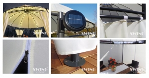 Pavillon Lavo LED Partyzelt Beige � 350cm Gartenzelt