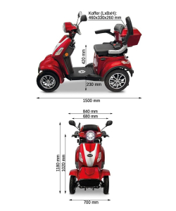 Rolektro E-Quad 25 V.2, Rot, Bleigel Akkus, 1000 Watt, 25 km/h