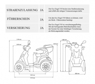 ECO ENGEL 510 V.2 Rot, 25 km/h, Seniorenmobil 4 R�der
