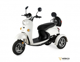 Veleco ZT63 Seniorenmobil, Retro-Vespa-Elektroroller 12 km/h, Wei�