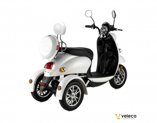 Veleco ZT63 Seniorenmobil, Retro-Vespa-Elektroroller 12 km/h, Wei�