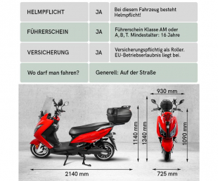 Maximus, E-Scooter MX2, 45 km/h, 2x Lithium Akkus, 3000 Watt