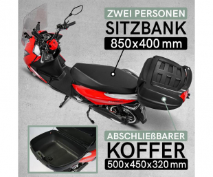 Maximus, E-Scooter MX2, 45 km/h, 2x Lithium Akkus, 3000 Watt