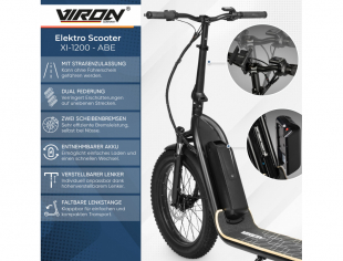 E-Scooter mit Stra�enzulassung XI-1200-S Elektro Roller ABE Faltbar