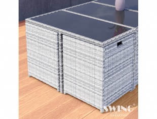 Poly Rattan Sitzgruppe Esstisch Gartenm�bel Sitzgarnitur Tisch + St�hle 15-Teilig