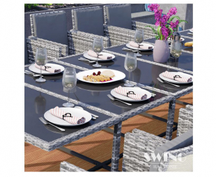 Poly Rattan Sitzgruppe Esstisch Gartenm�bel 17-Teilig Garten-Garnitur