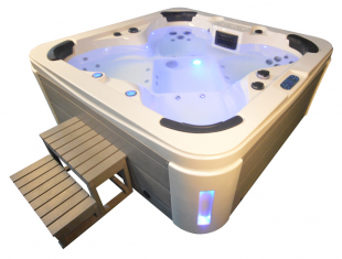 Whirlpool Outdoor Au�enwhirlpool Hot Tub Spa Pool HE- 4 wei�-hellgrau