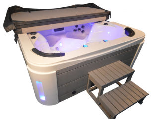 Whirlpool Outdoor Au�enwhirlpool Hot Tub Spa Pool HE- 4 wei�-hellgrau