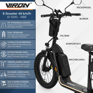 E-Scooter 1500-EEC 45km/h mit ABE Elektroroller ProRange