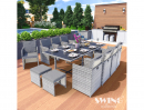 Poly Rattan Sitzgruppe Esstisch Gartenm�bel Sitzgarnitur 13-Teilig Garten-Garnitur Set