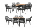 Garten Sitzgruppe Tisch mit 6 St�hle wetterfest Seilgeflecht WPC Esstisch Set